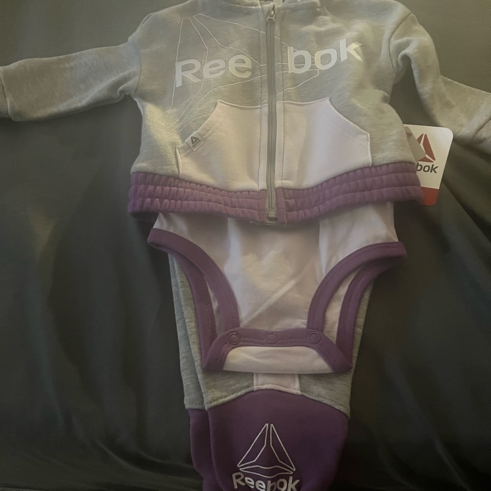 Purple/Gray Reebok 3 piece jogger set